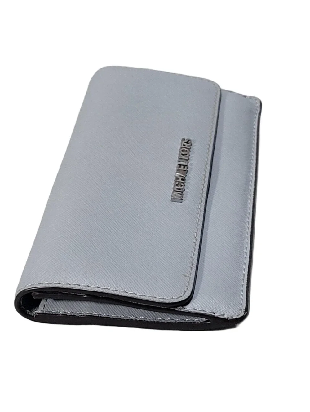 Michael Kors Women's Jet Set Travel Flat Wallet Gray Saffiano Leather